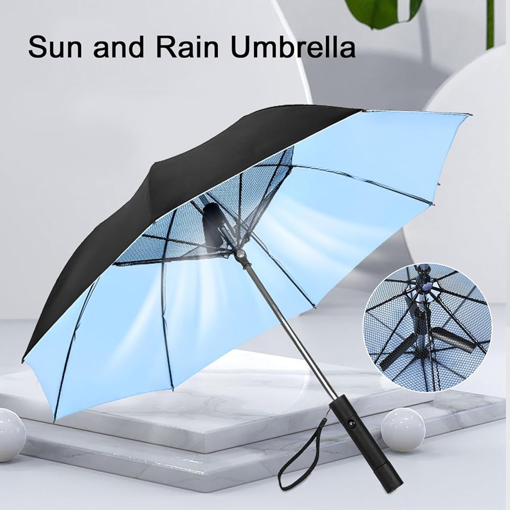 3-in-1 Cooling Sun Umbrella with Built-in Fan & Mist Sprayer
