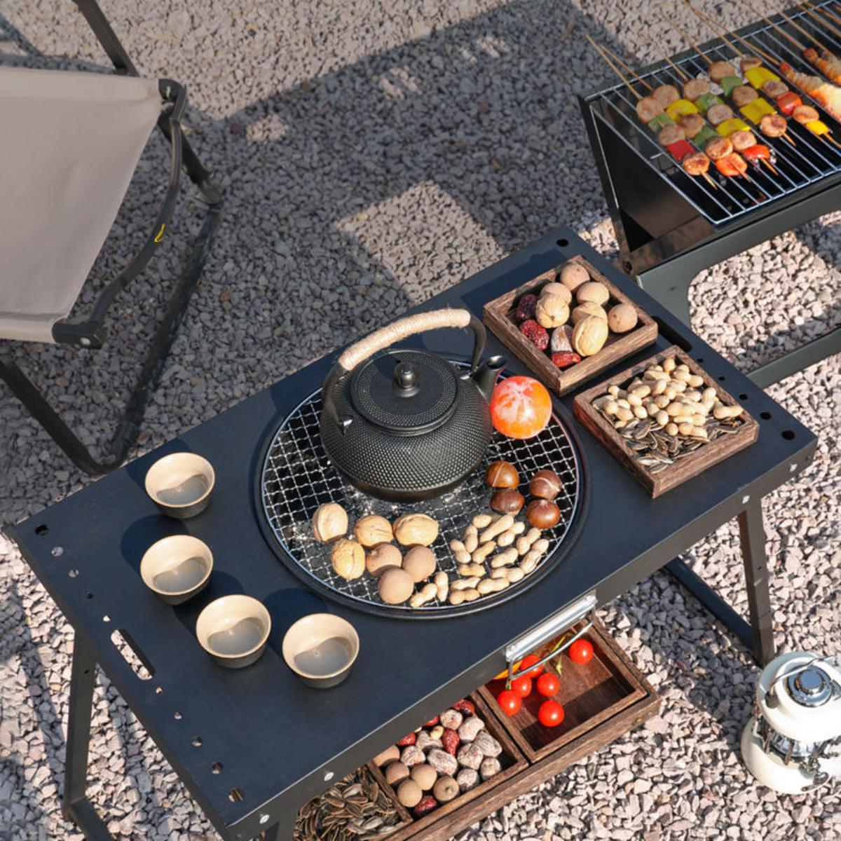 Portable Folding Charcoal BBQ Grill Table