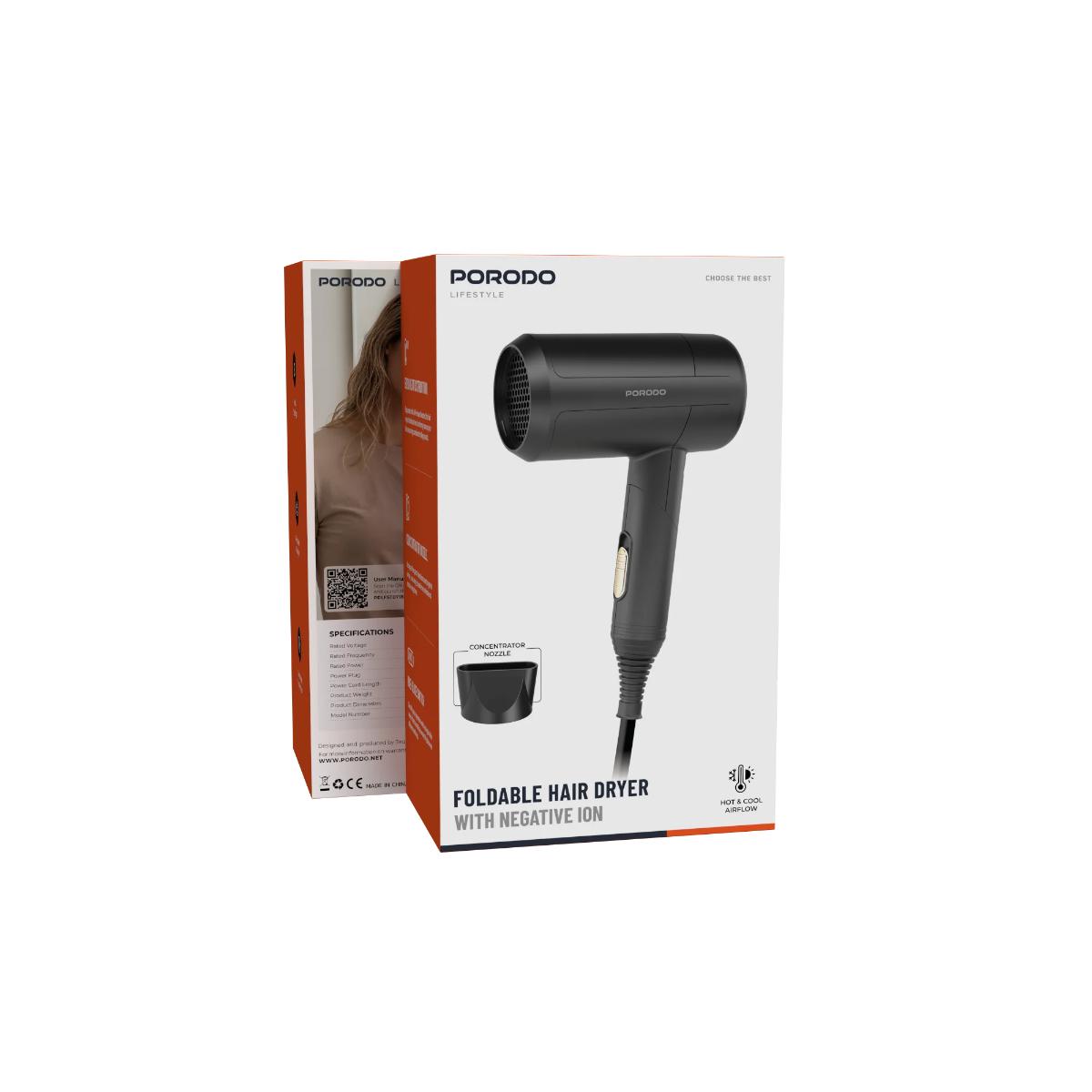 Porodo Lifestyle 1200W Foldable Hair Dryer