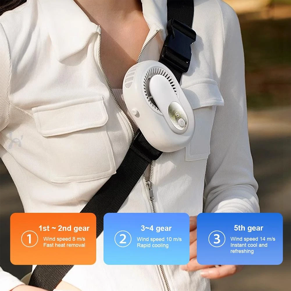 4-Speed Hanging wearable neck and waist fan with Digital Display | Portable Fan | Tradeo Shopping