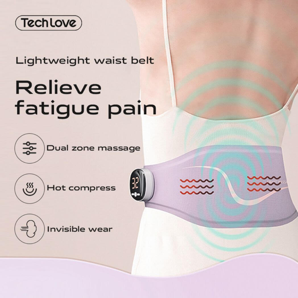 4-in-1 Waist Belt Massager – Heat, Vibration by TechLove