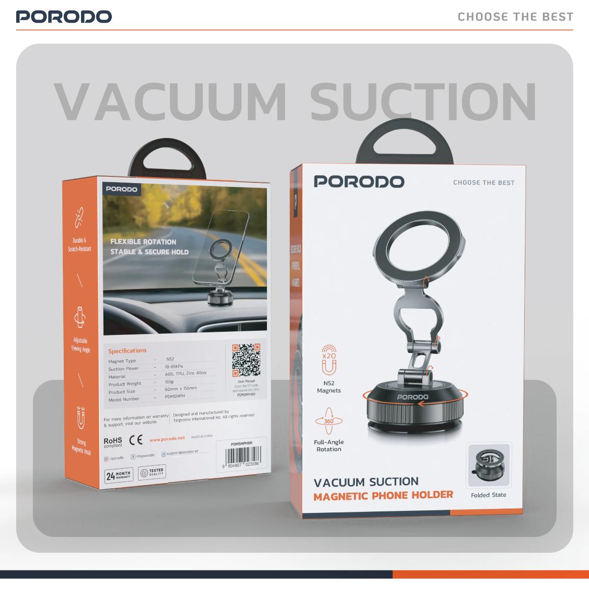 Porodo Vacuum Suction Magnetic Phone Holder