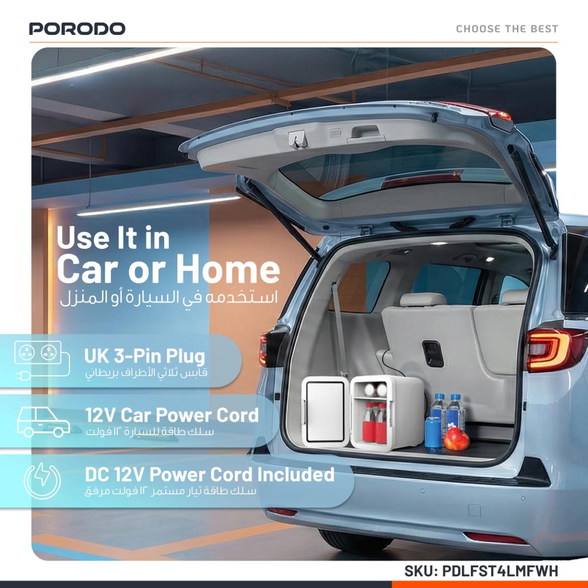 Porodo Lifestyle Echochill 4L Mini Cooling Fridge