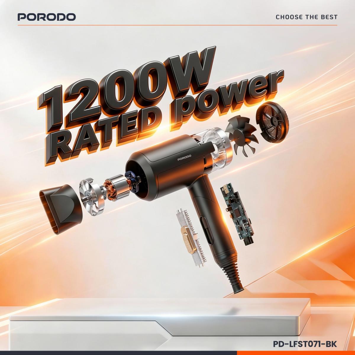 Porodo Lifestyle 1200W Foldable Hair Dryer