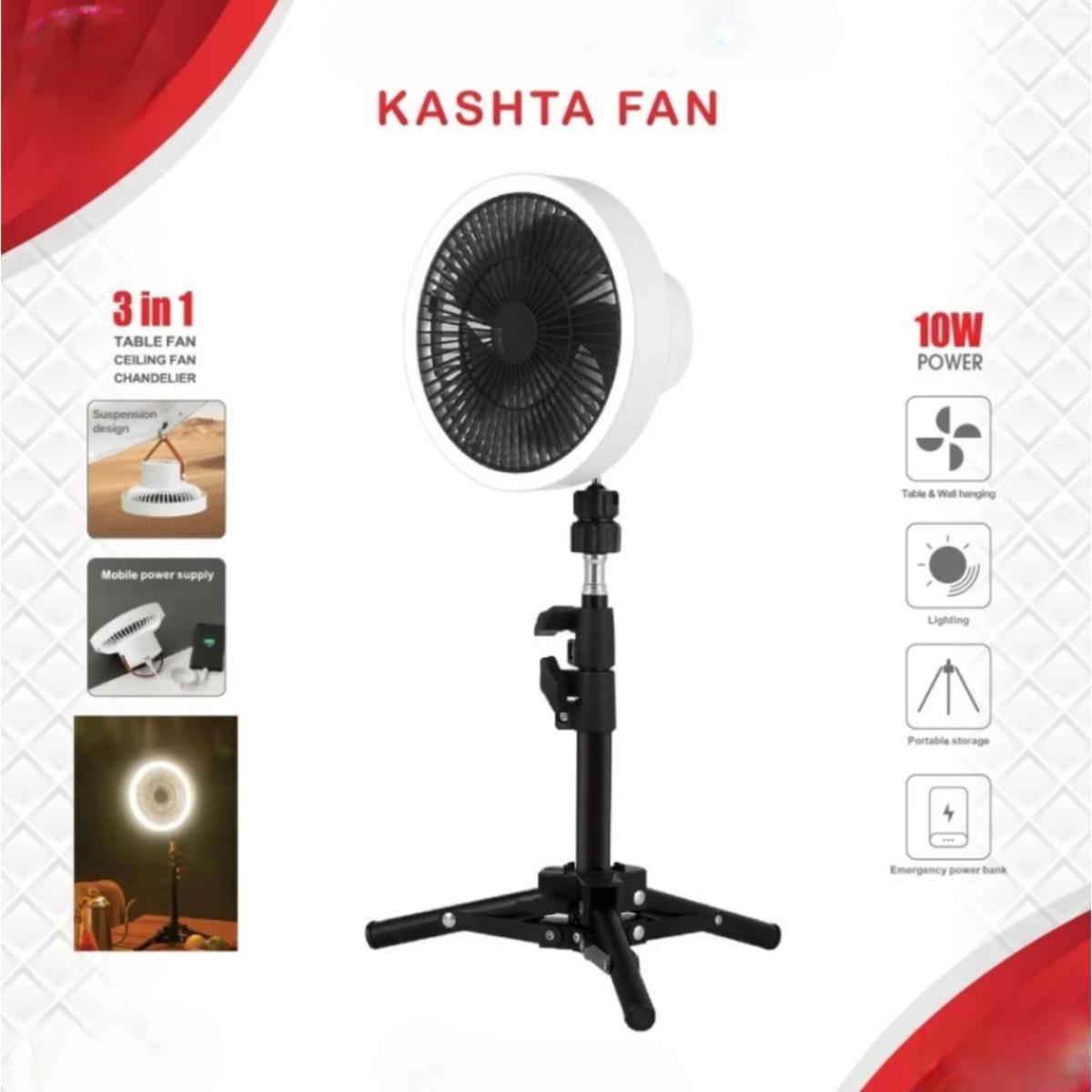 3-in-1 Portable Table Fan with LED Ring Light,