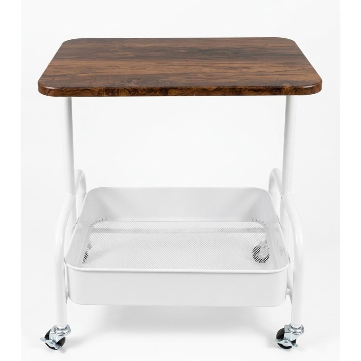 Rolling Side Table with Storage Basket