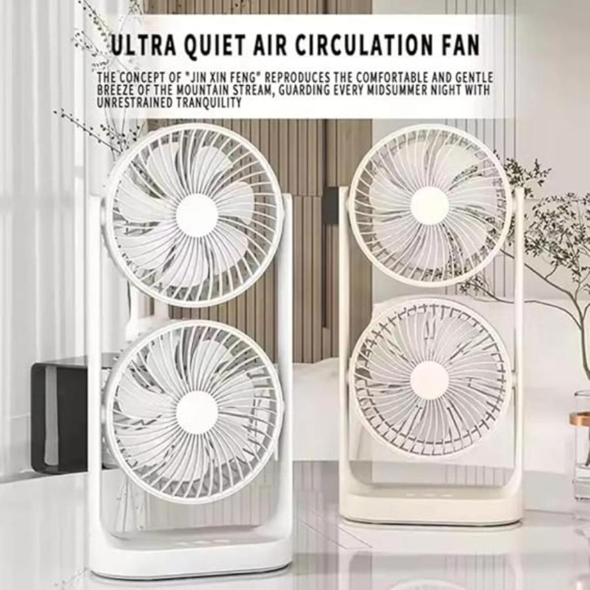 Dual-Head Portable Fan with Type-C Charging