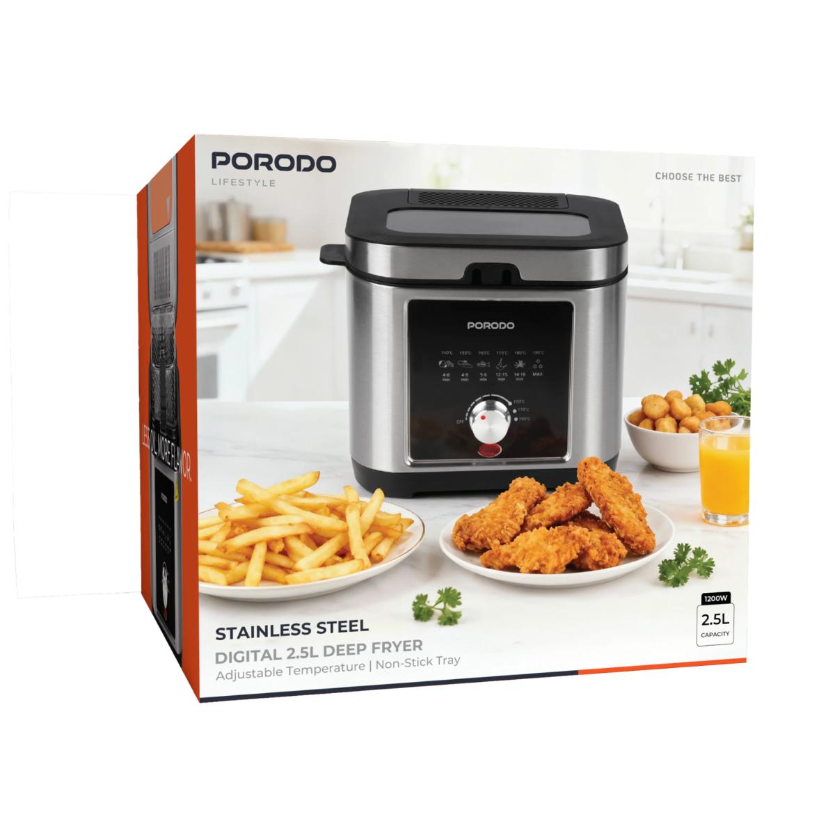 Porodo Lifestyle 2.5L Compact Deep Fryer