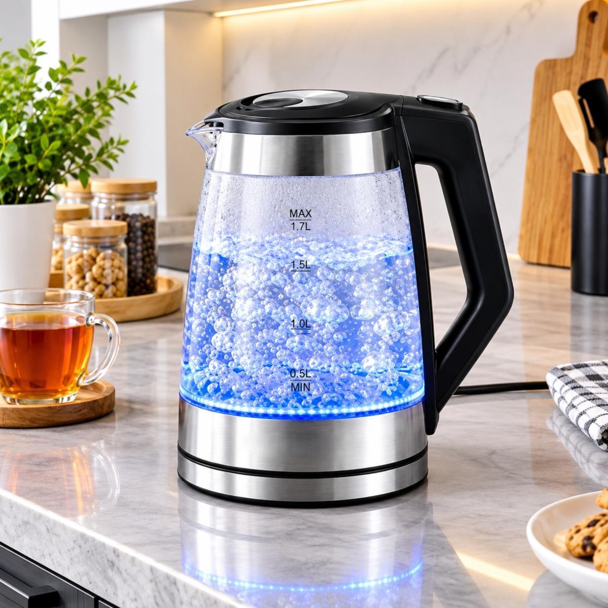 Electric Glass Kettle 2.2L, 1500W Fast Boiling