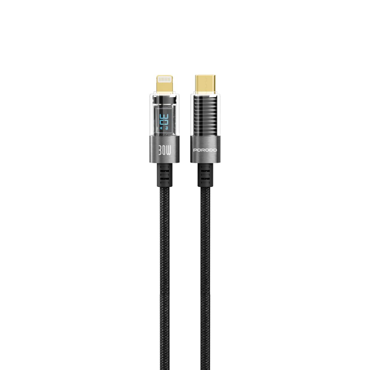 Porodo Transparent USB-C to Lightning Cable