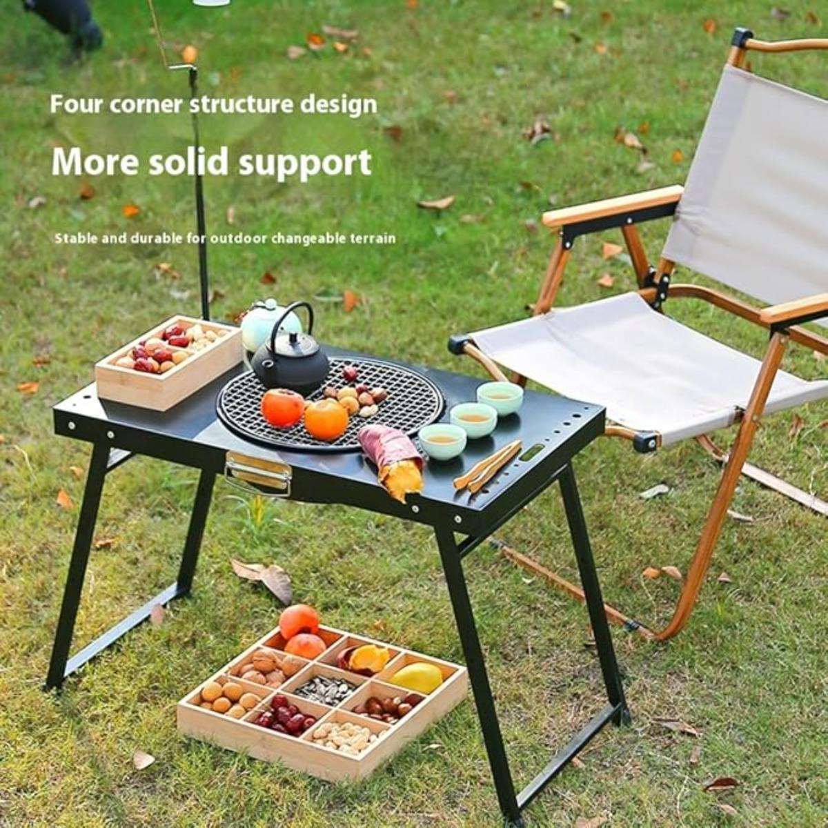 Portable Folding Charcoal BBQ Grill Table