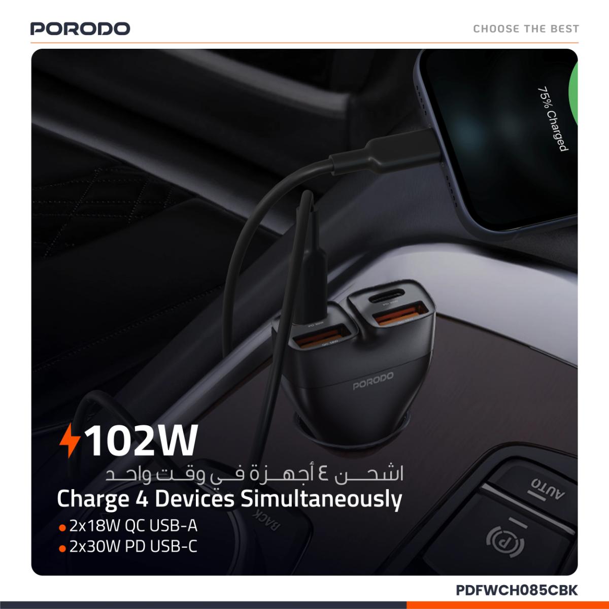 Porodo Car Charger USB-C To USB-C Cable