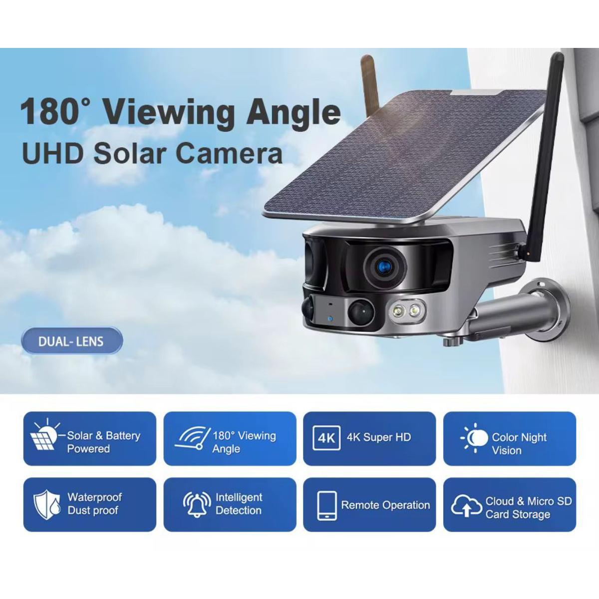 4K UHD Solar Powered Dual-Lens Security Camera
