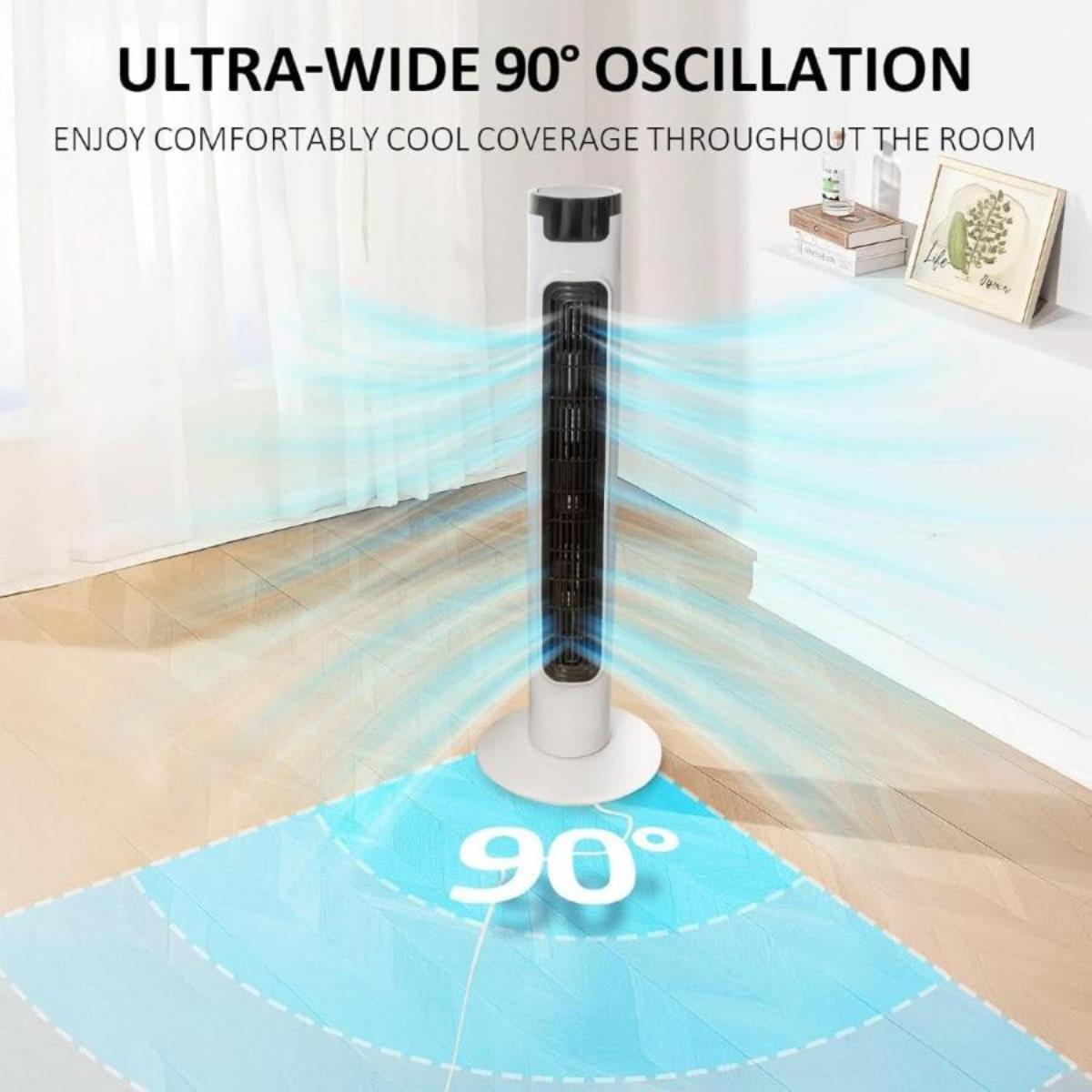 32-Inch Tower Fan, White, Pedestal Standing Fan