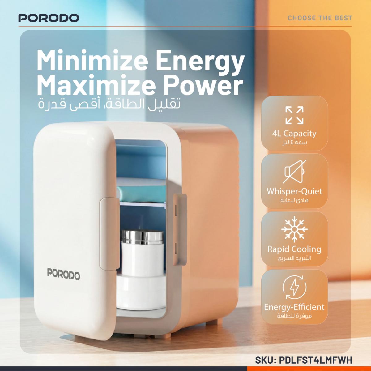Porodo Lifestyle Echochill 4L Mini Cooling Fridge