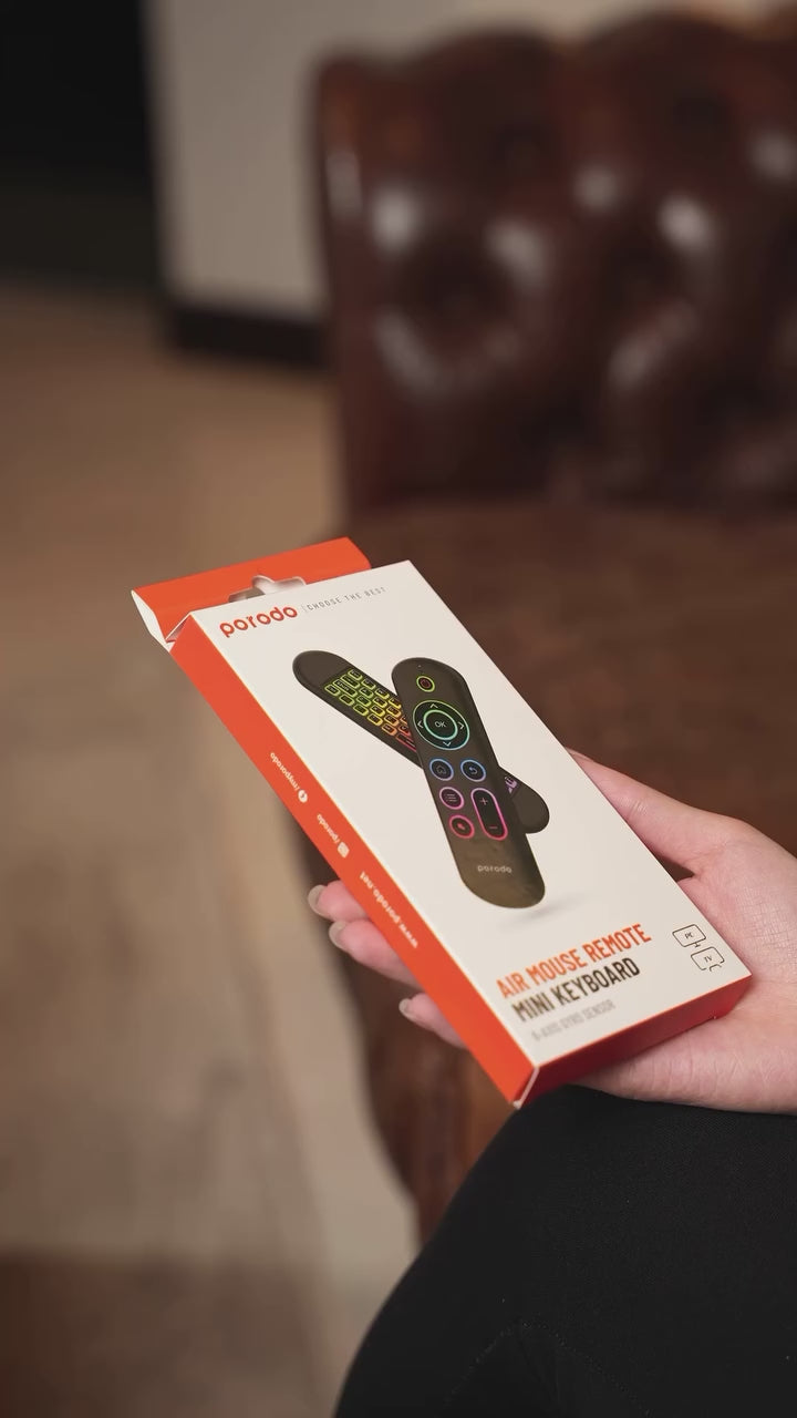Air Mouse Remote with Mini Keyboard and 6-Axis Gyro Sensor by Porodo