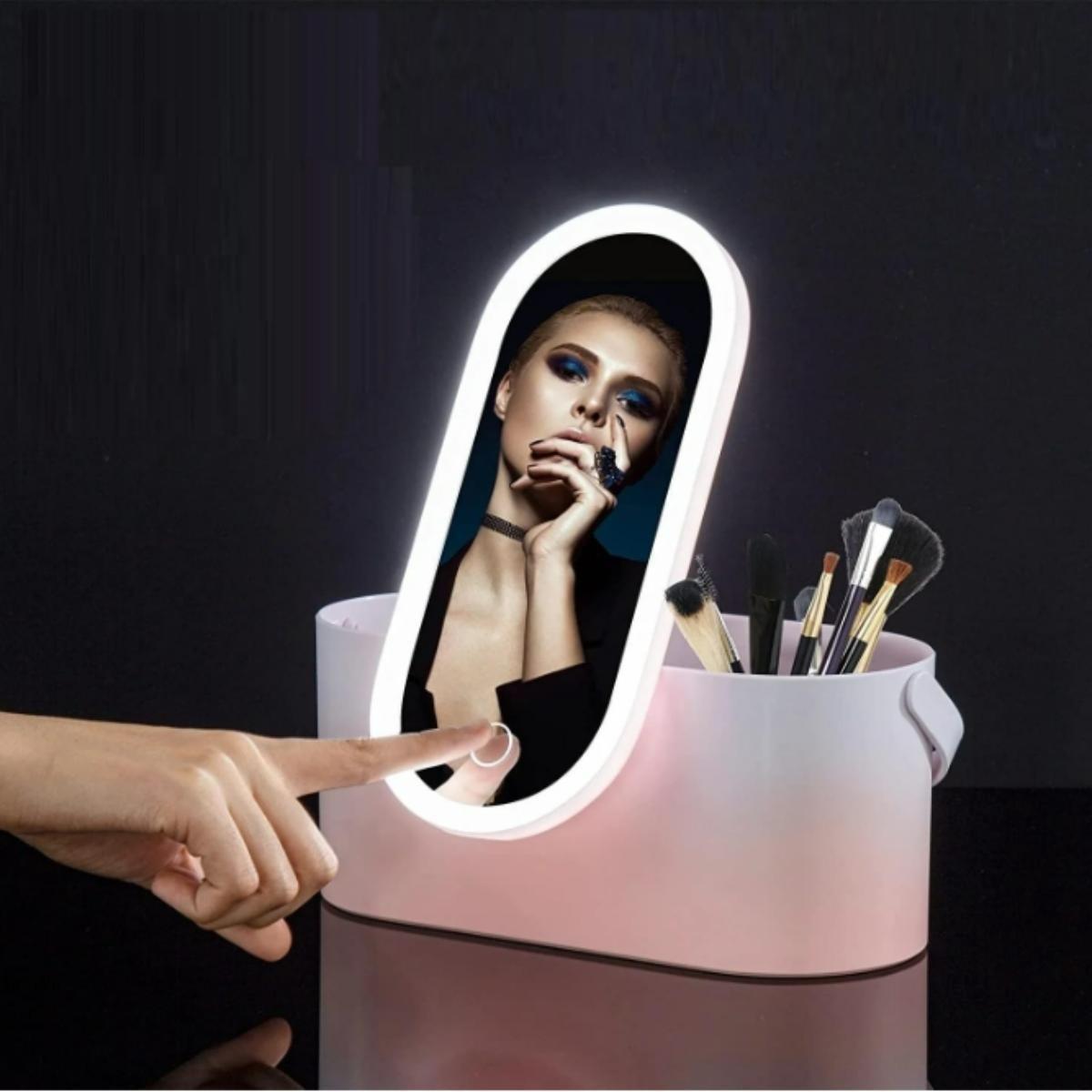 LED Makeup Mirror Organizer