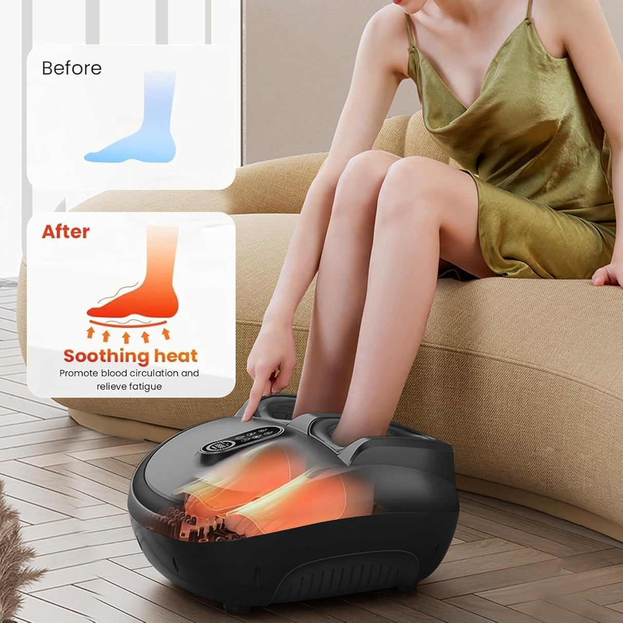 2-in-1 Shiatsu Foot & Calf Massager with Heat