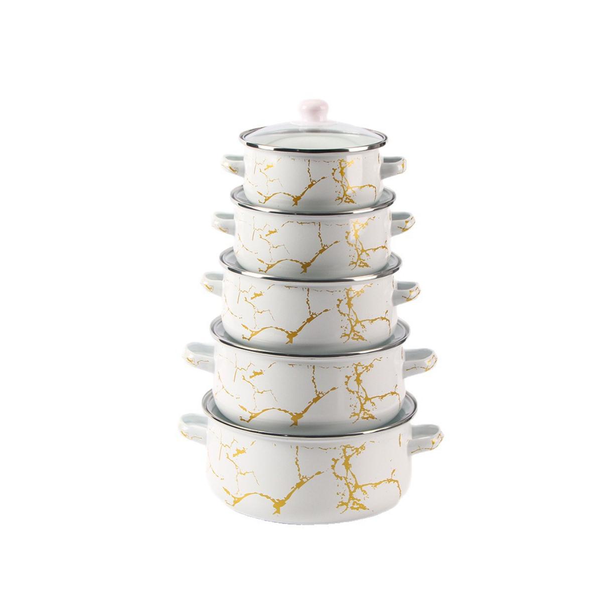 Marble Print Enamel Casserole Set