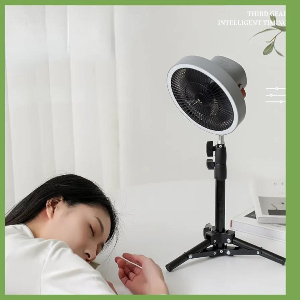 3-in-1 Portable Table Fan with LED Ring Light,