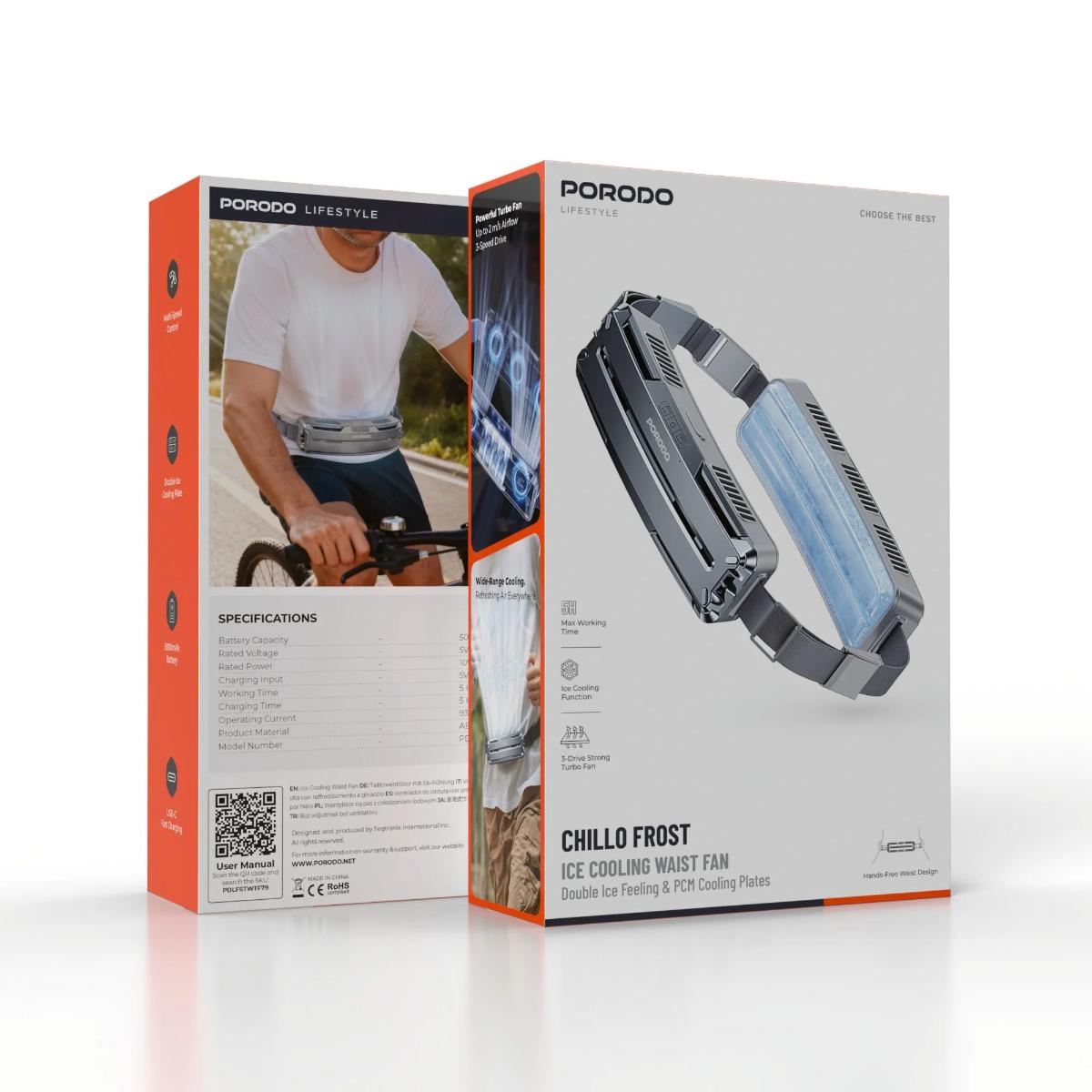 PORODO Chillo Frost Rechargeable Waist Fan