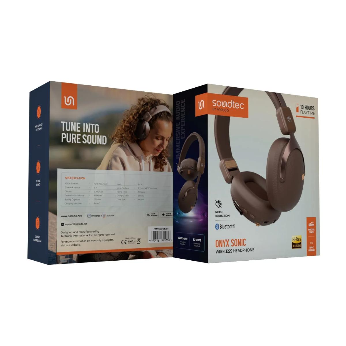 Porodo Soundtec Onyx Sonic Wireless Headphone