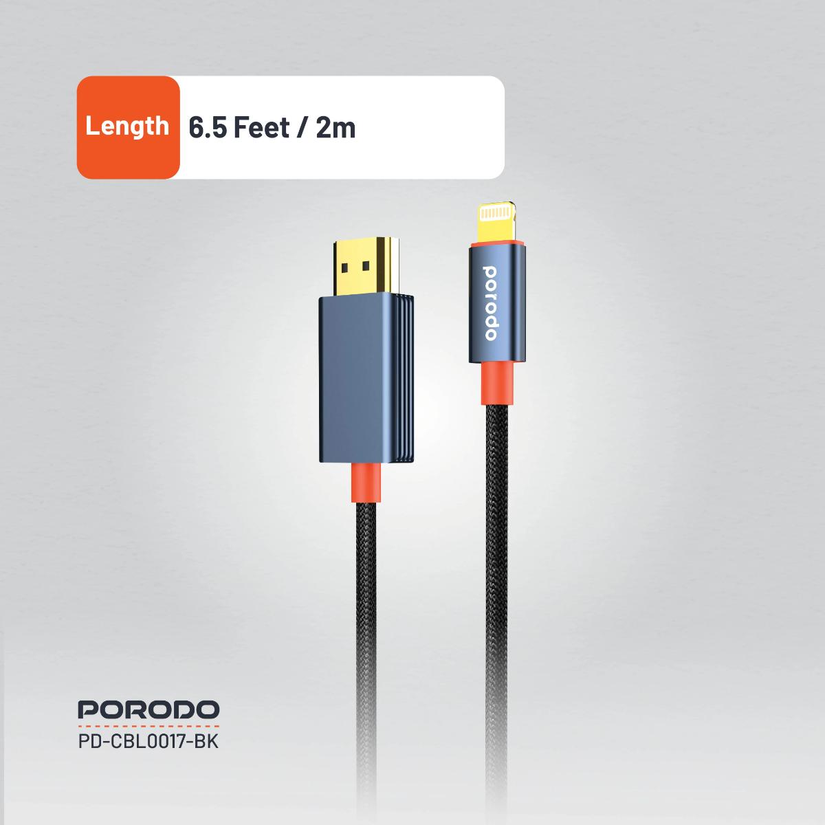 Porodo Woven Cable Lightning to HDMI