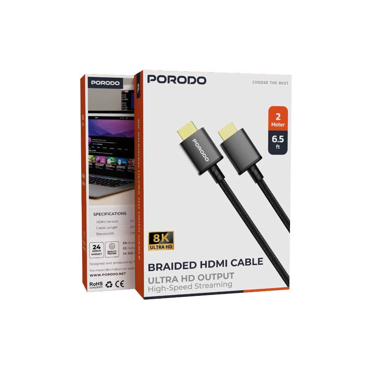 Porodo Braided HDMI 2.1 Ultra HD Cable