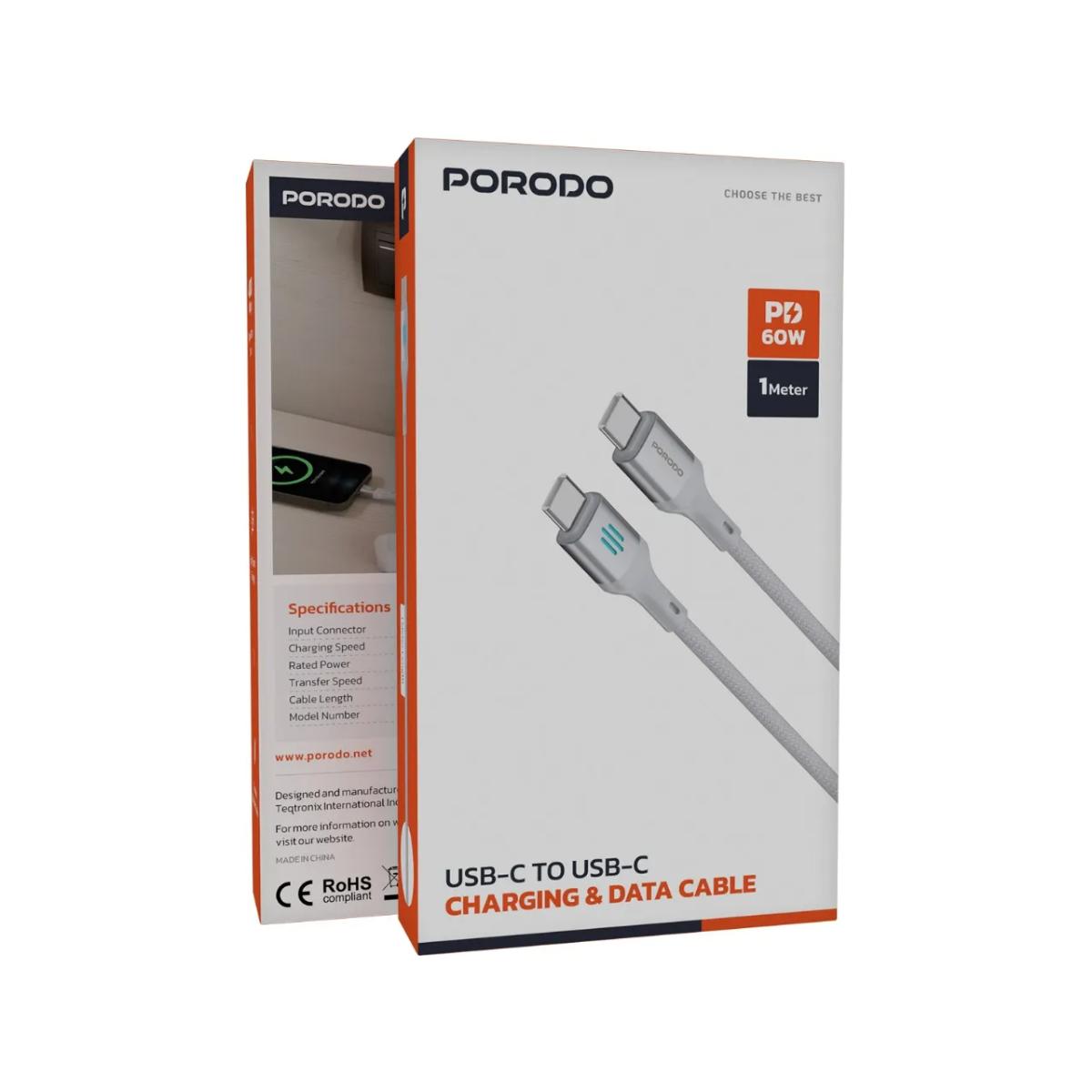 Porodo USB-C to USB-C PD 60W Braided Charging