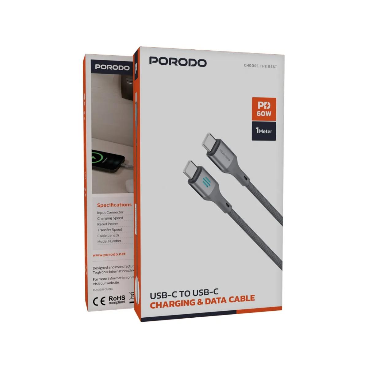 Porodo USB-C to USB-C PD 60W Braided Charging