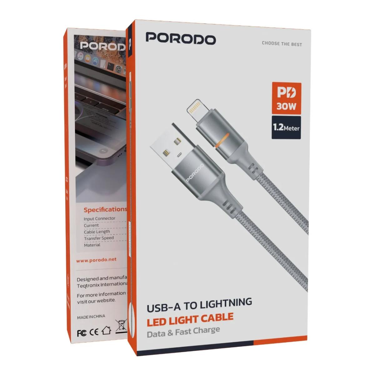 Porodo USB-A To Lightning LED Light Cable