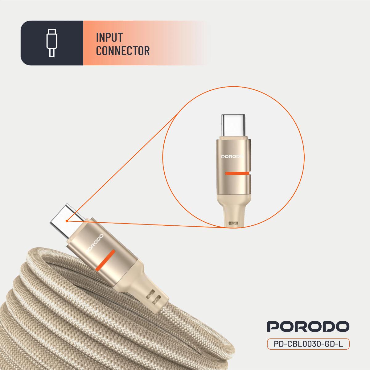 Porodo  USB-C to Lightning Magnetic Braided Cable