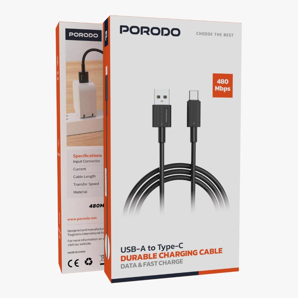 Porodo USB-A to USB-C Durable Charging Cable