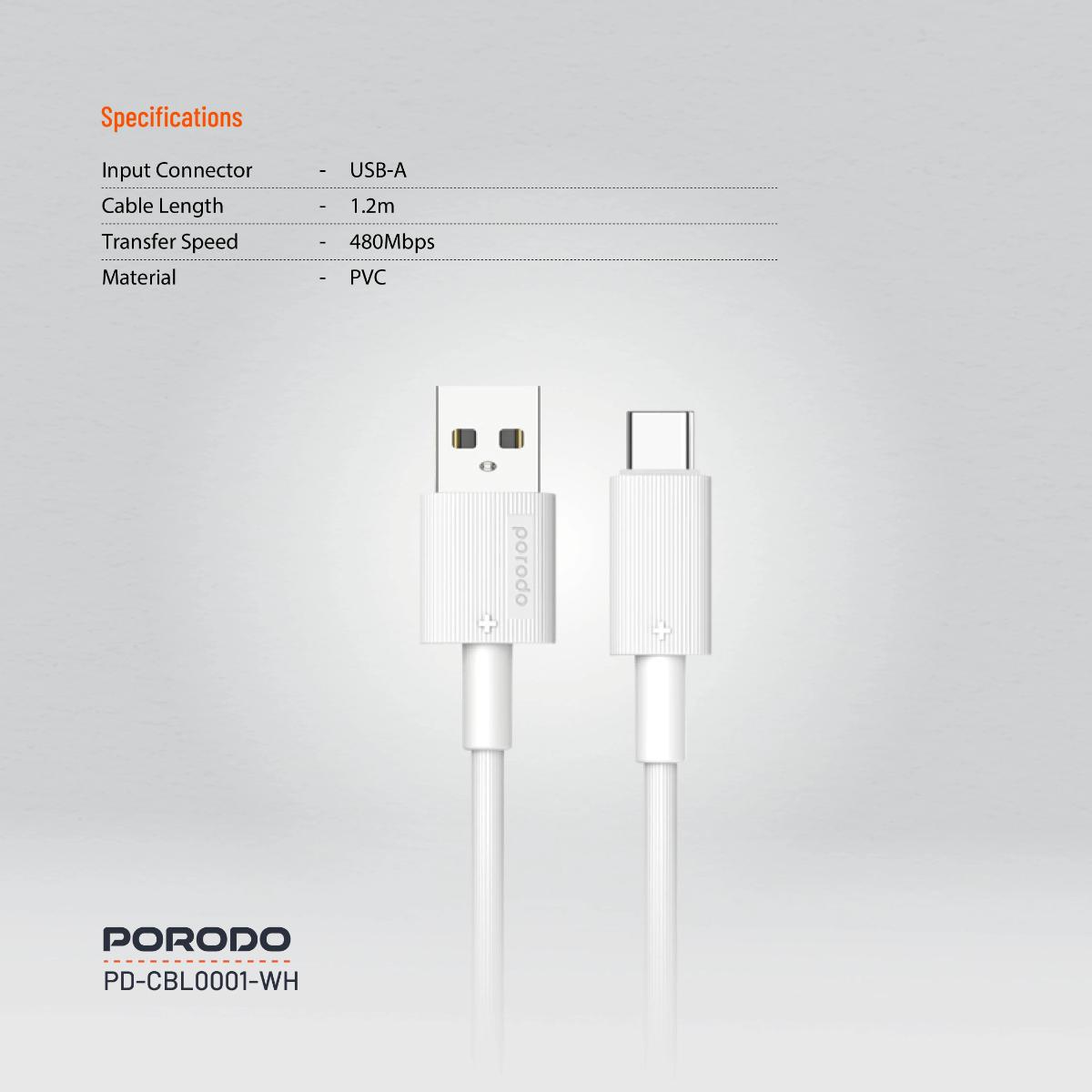 Porodo USB-A to Type-C  Cable