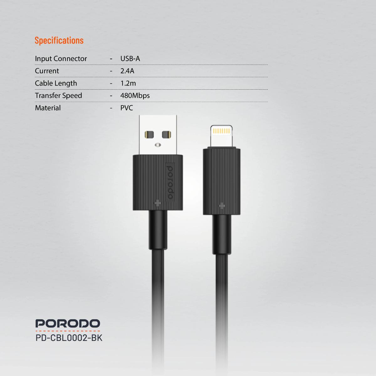 Porodo USB-A to Lightning  Cable
