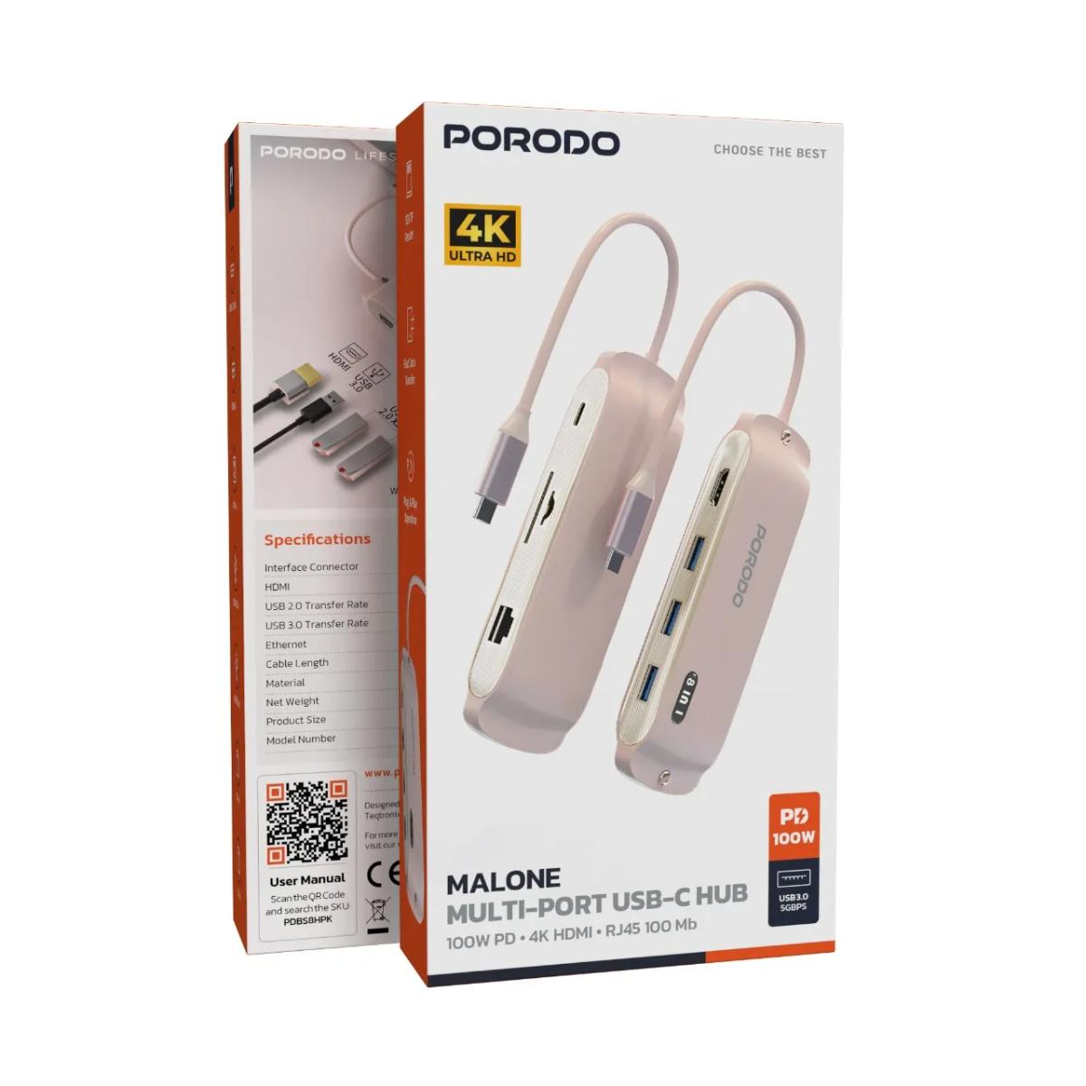 Porodo Malone Multi-Port USB-C HUB