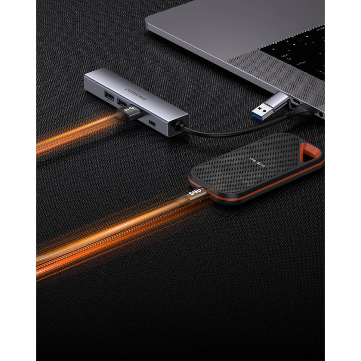 Porodo 5 IN 1 Multi Port Hub