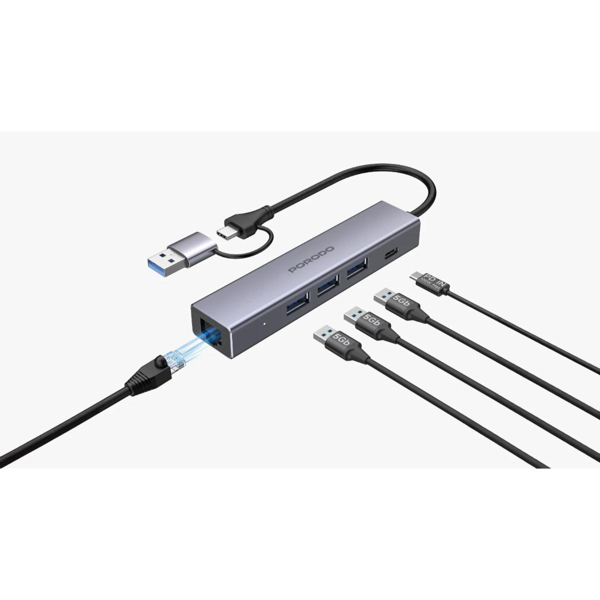Porodo 5 IN 1 Multi Port Hub