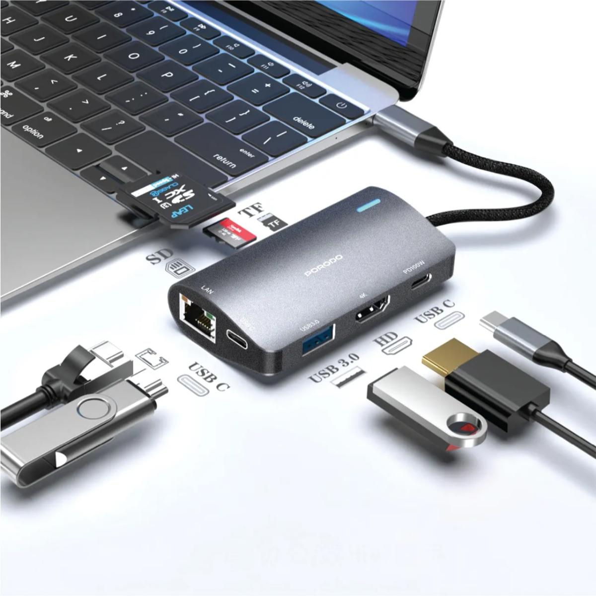 Porodo 7 IN 1 Multi Port USB-C Hub