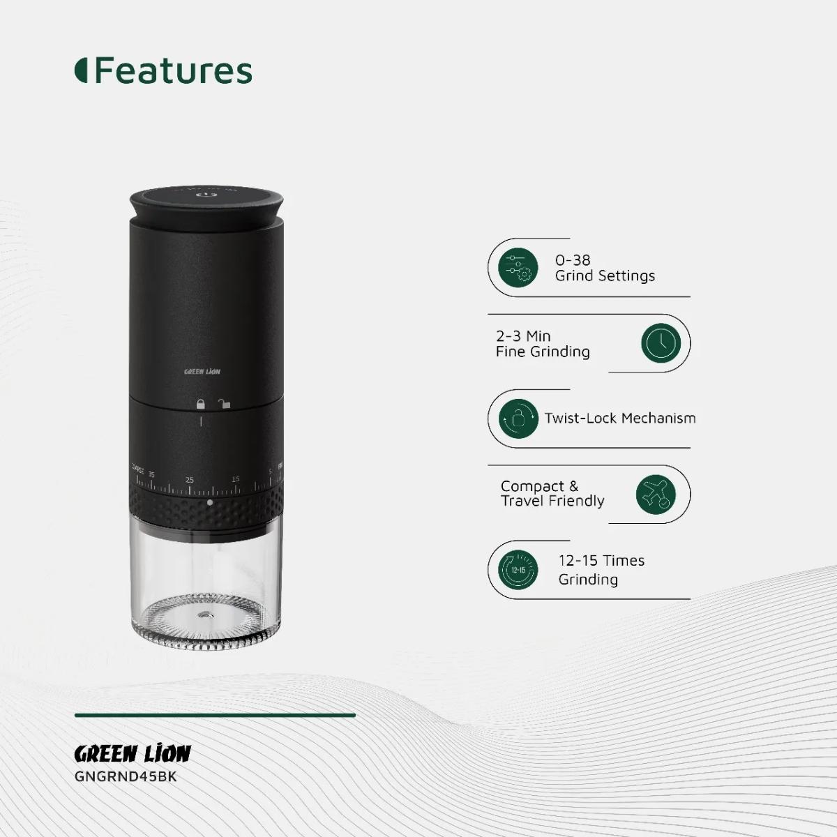 Green Lion Grind Pro Rechargeable Coffee Grinder