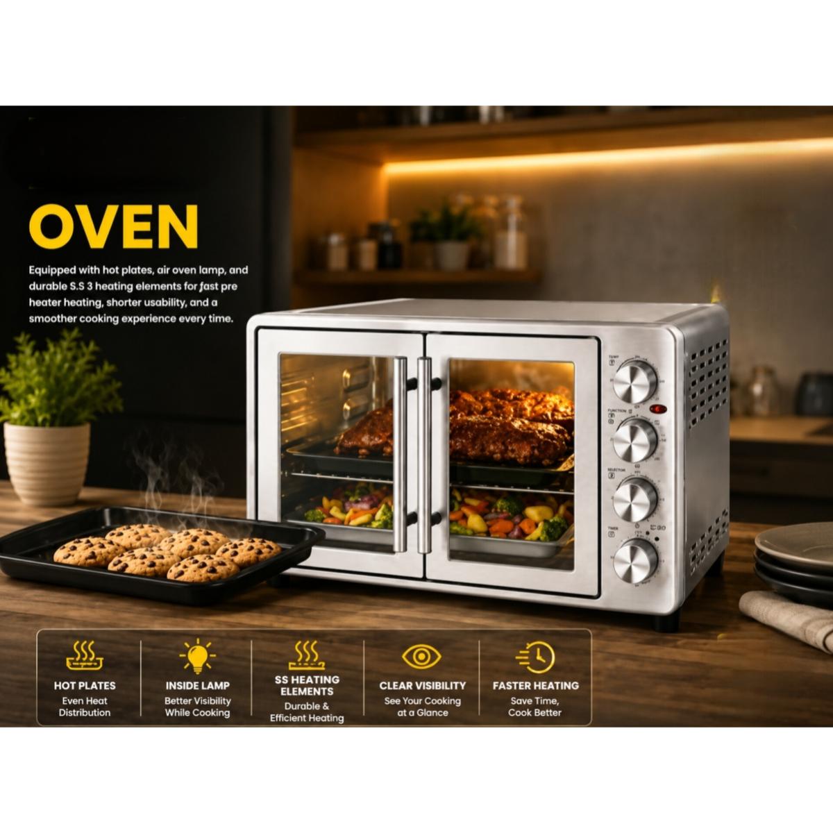 55L Double Door Electric Oven