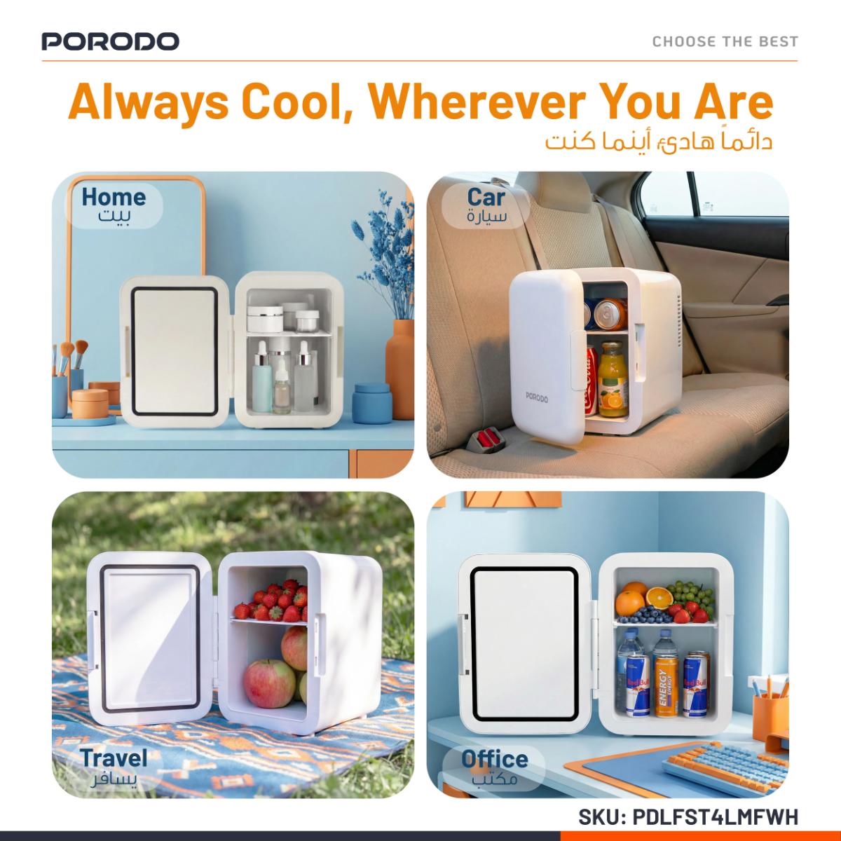 Porodo Lifestyle Echochill 4L Mini Cooling Fridge