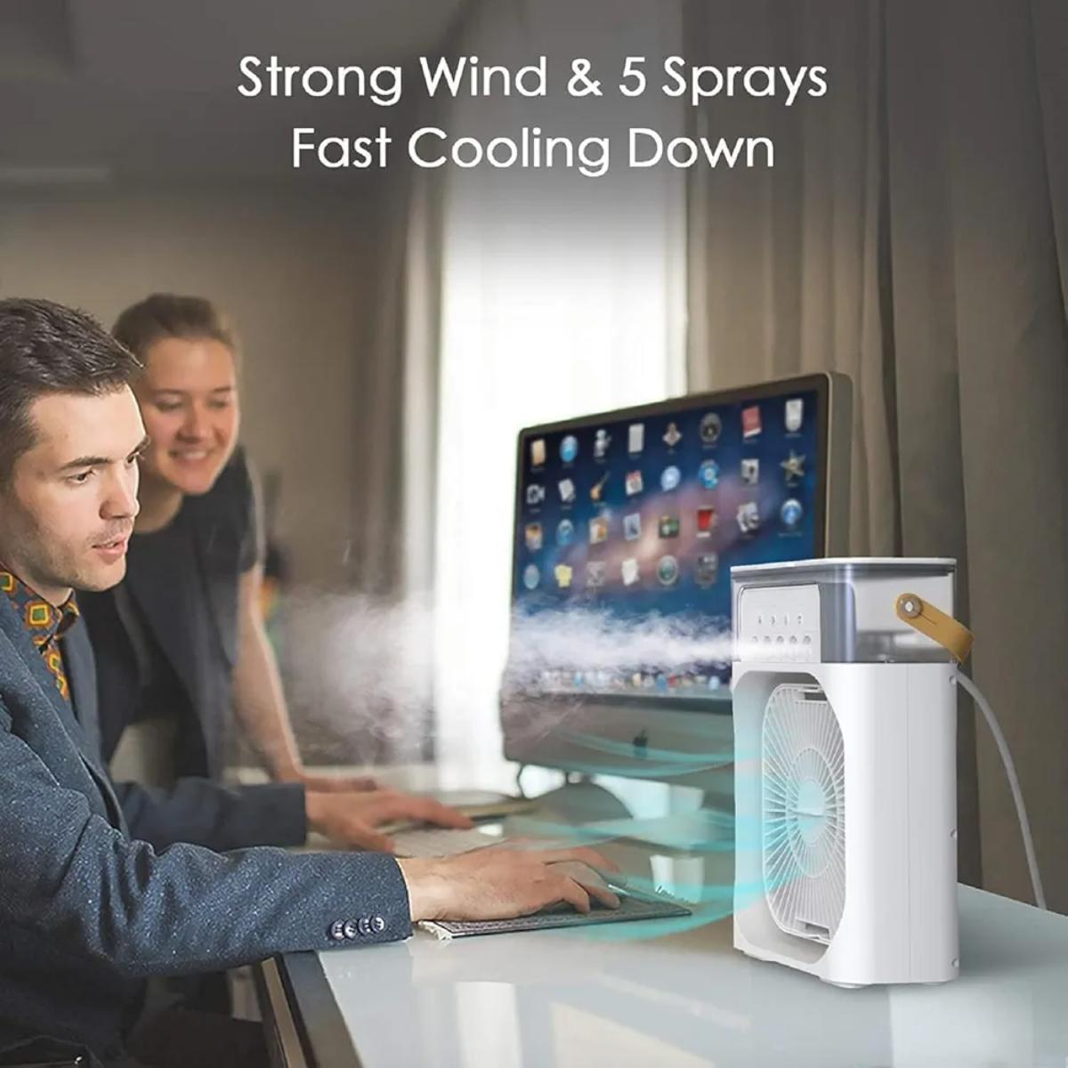 Portable Air Cooler Fan with Mist & RGB Light