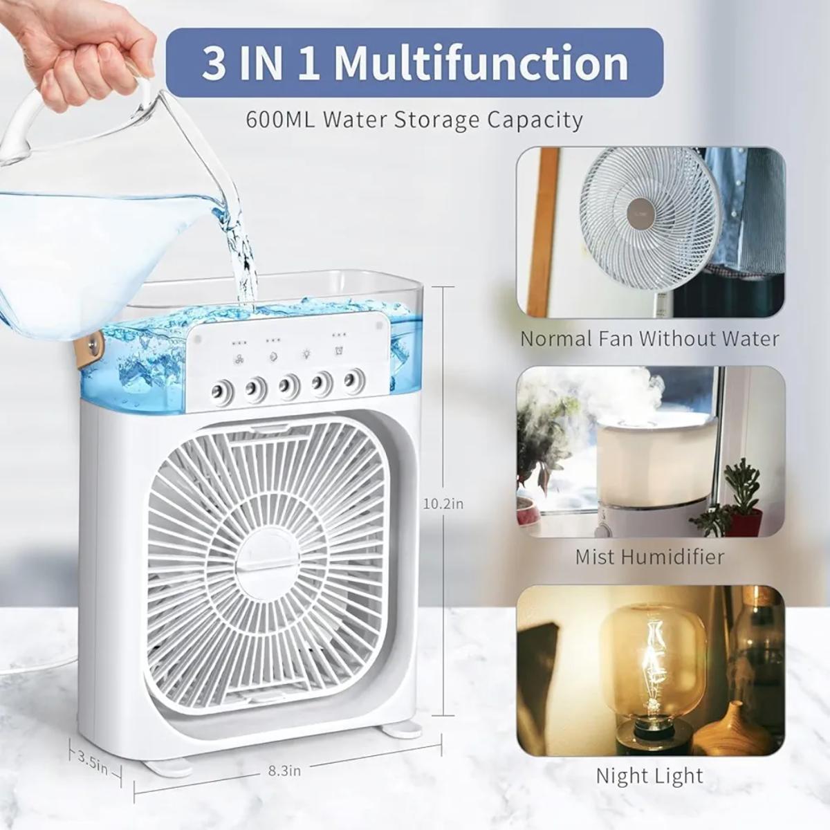 Portable Air Cooler Fan with Mist & RGB Light