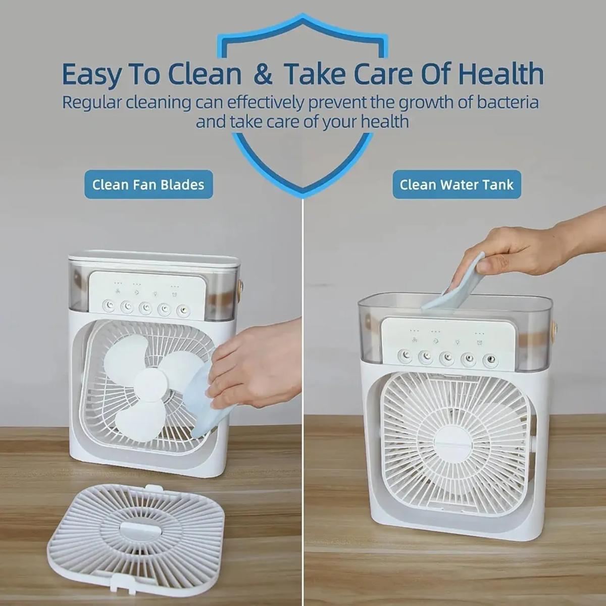 Portable Air Cooler Fan with Mist & RGB Light