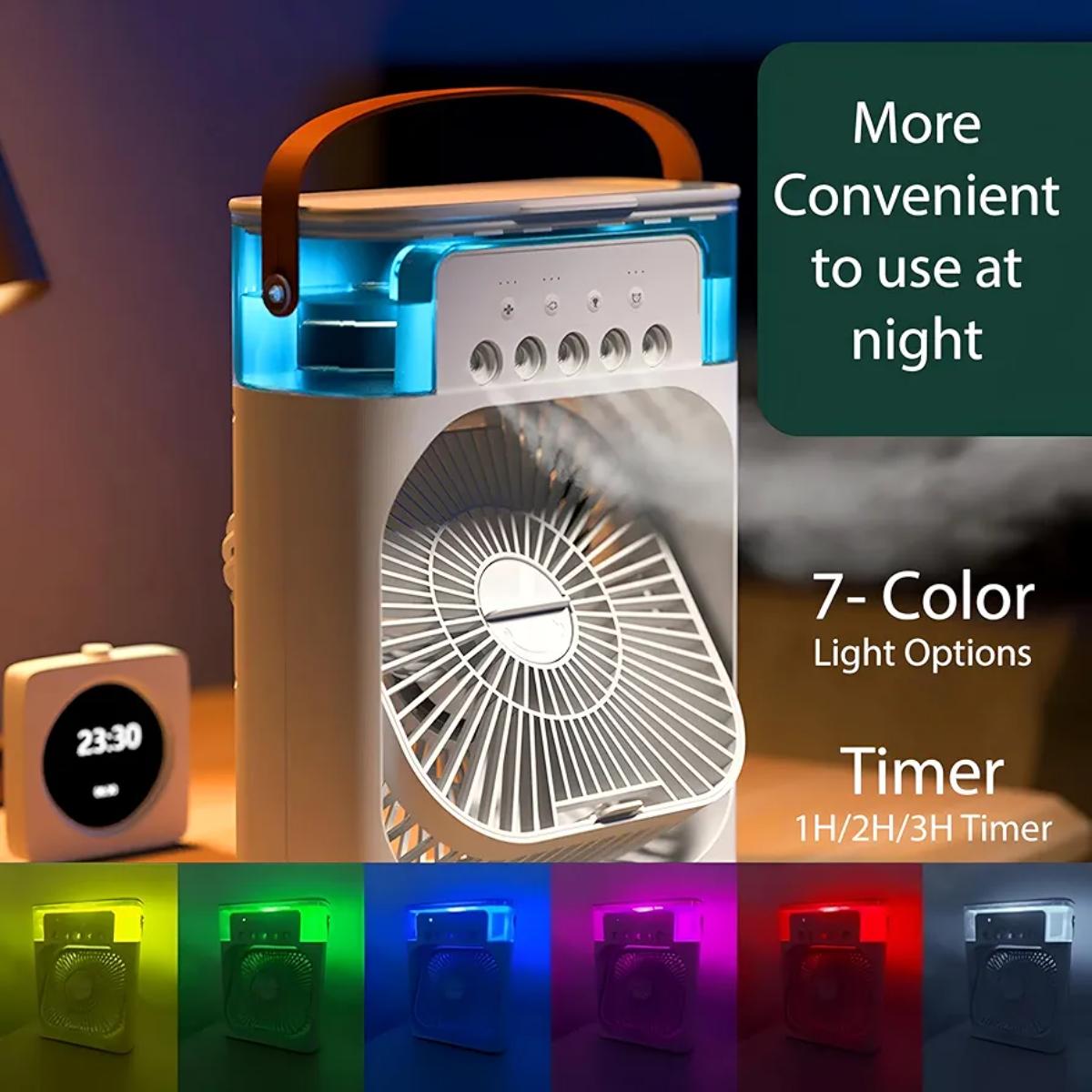Portable Air Cooler Fan with Mist & RGB Light