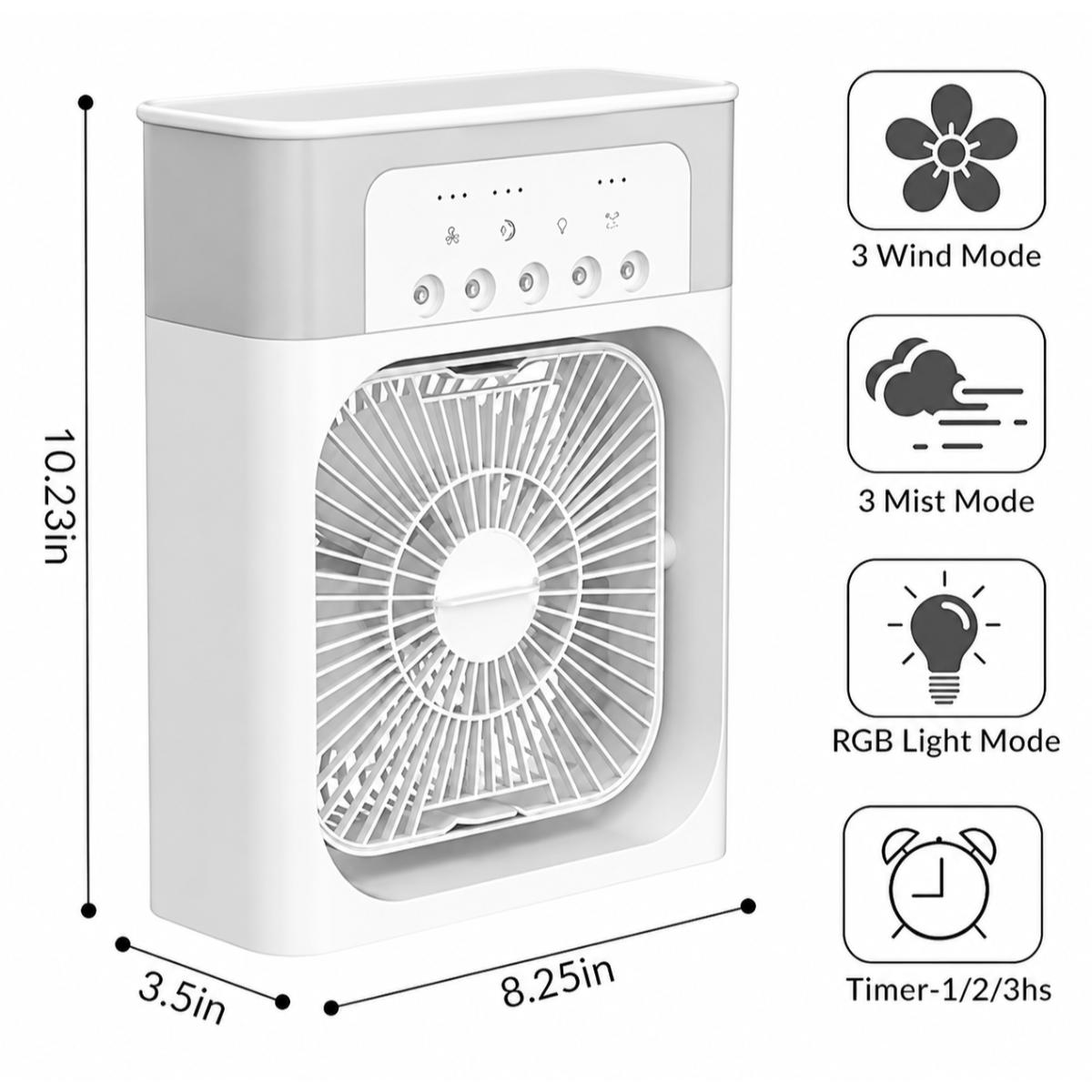 Portable Air Cooler Fan with Mist & RGB Light