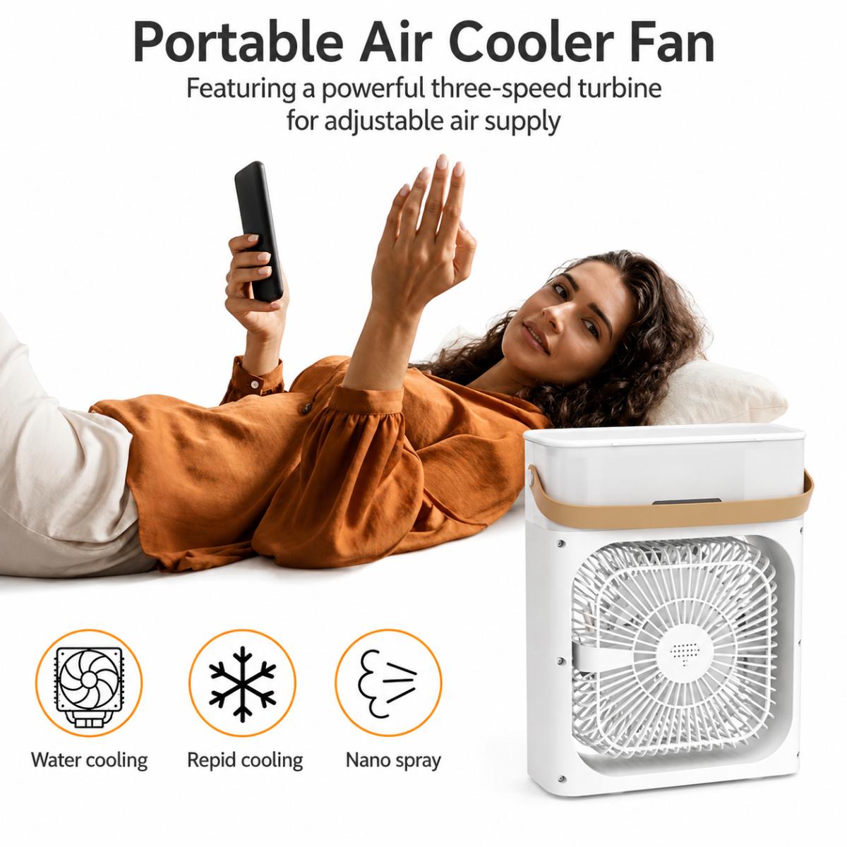 Portable Air Cooler Fan with Mist & RGB Light
