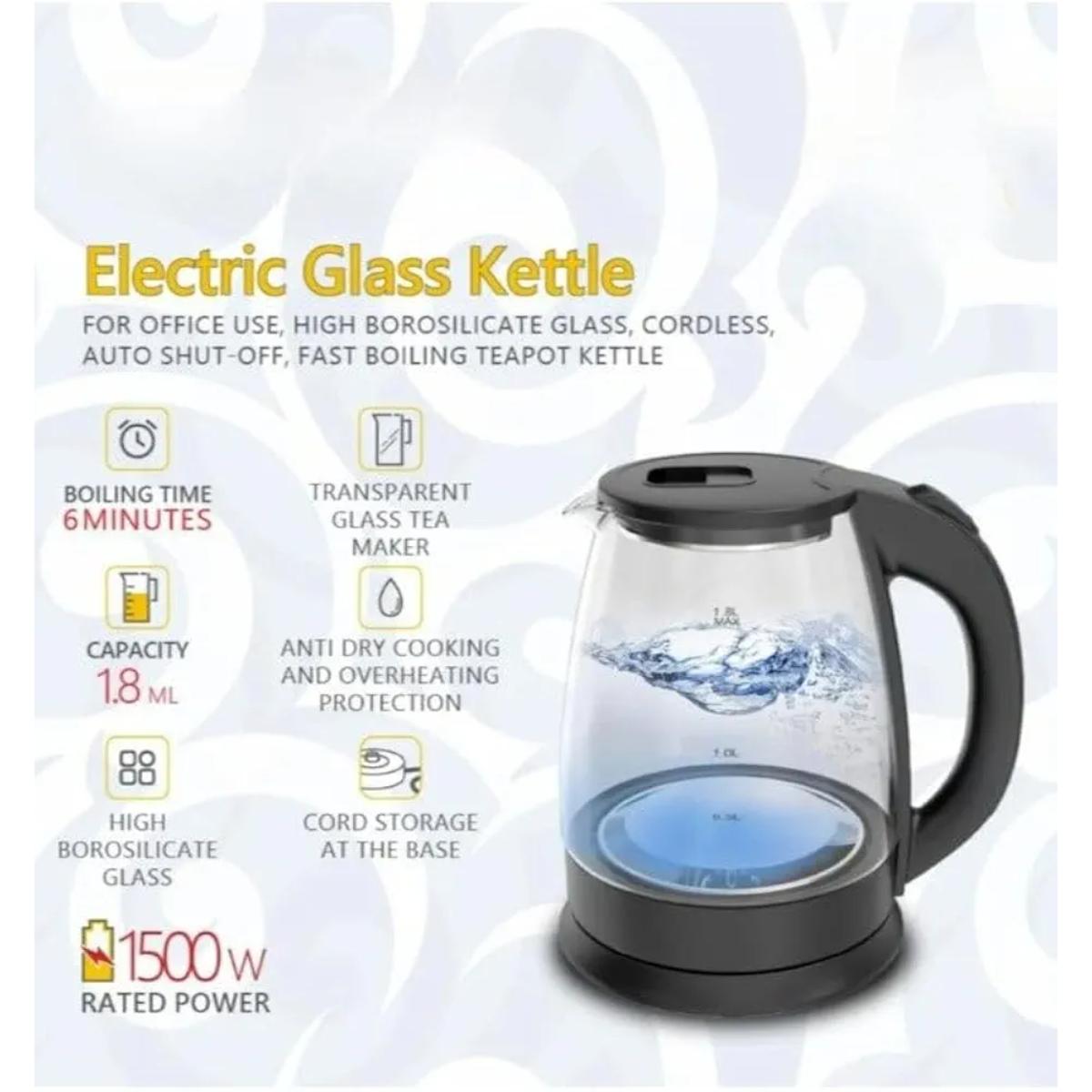 1.8L Electric Glass Kettle 1500W