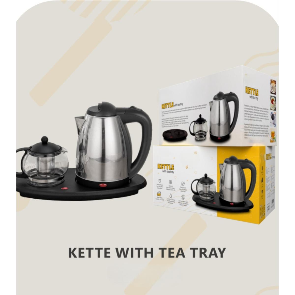 2L Electric Kettle with 1L Glass Tea Maker Tray